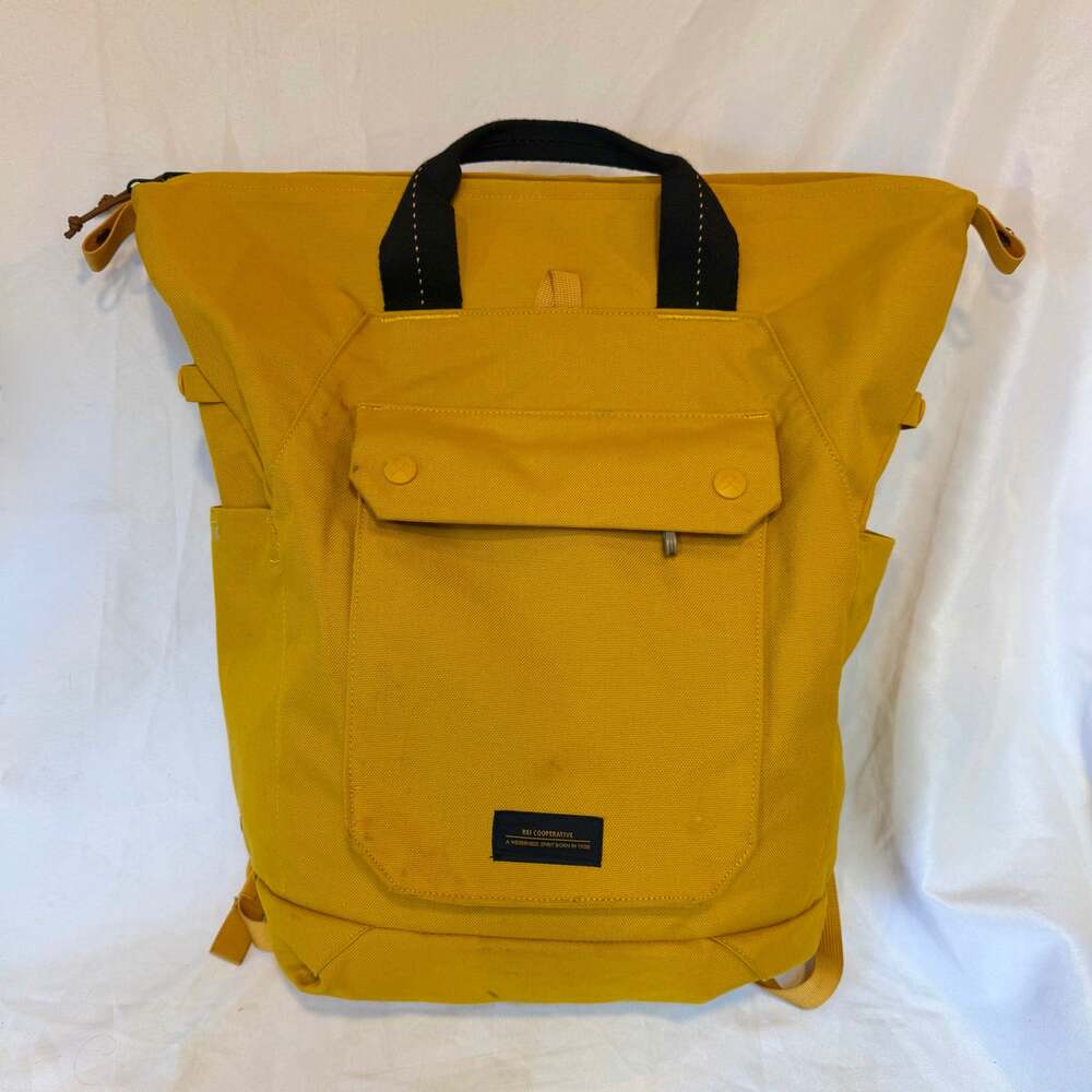 REI Co-op Canvas Convertible Tote Backpack Golden Yellow Mustard Laptop Sleeve